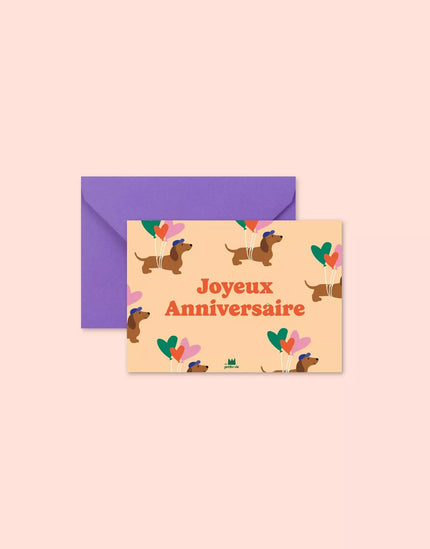 Mini carte joyeux anniversaire chiens