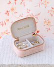 Mini boite à bijoux en lin rose