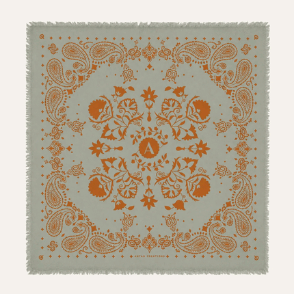Grand foulard en laine Mordoré – 100 × 100 cm
