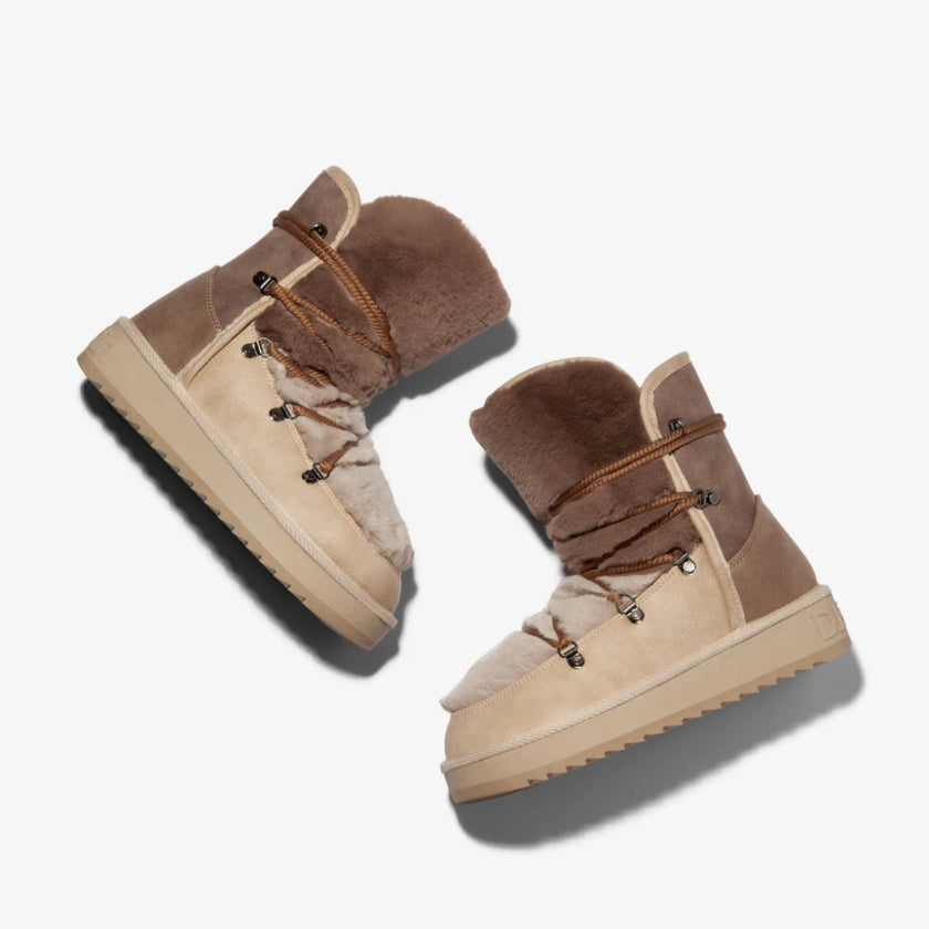 boots fourrure marron et beige 