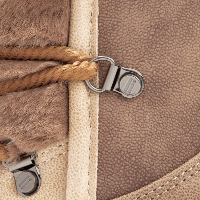 boots fourrure marron et beige 