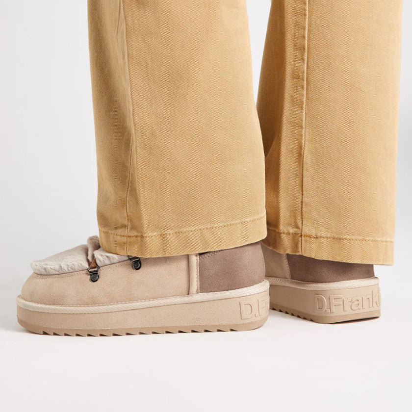 boots fourrure marron et beige 