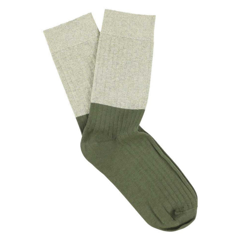 Chaussettes ESCUYER - LUREX BLOCK - GOLDEN CREAM / BURNT OLIVE
