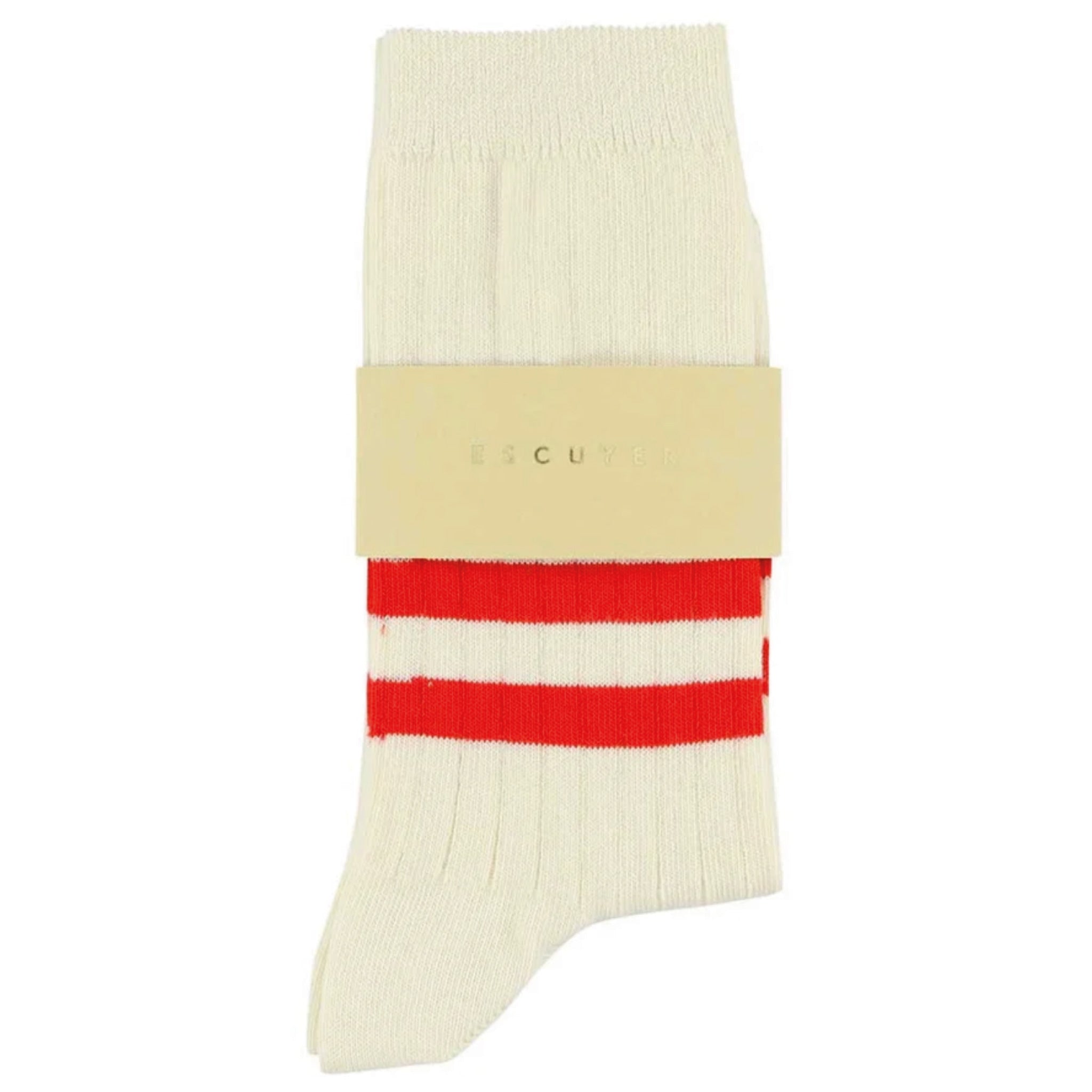 Chaussettes ESCUYER - stripes - ORANGE / ECRU