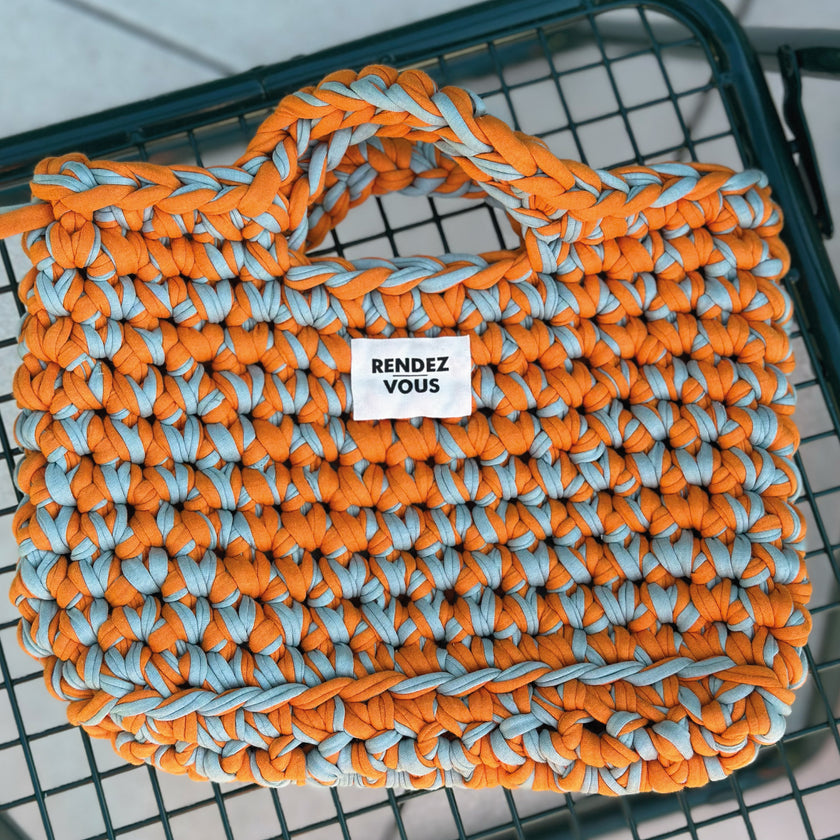 MINI SAC RENDEZ-VOUS | ORANGE-BLEU CLAIR