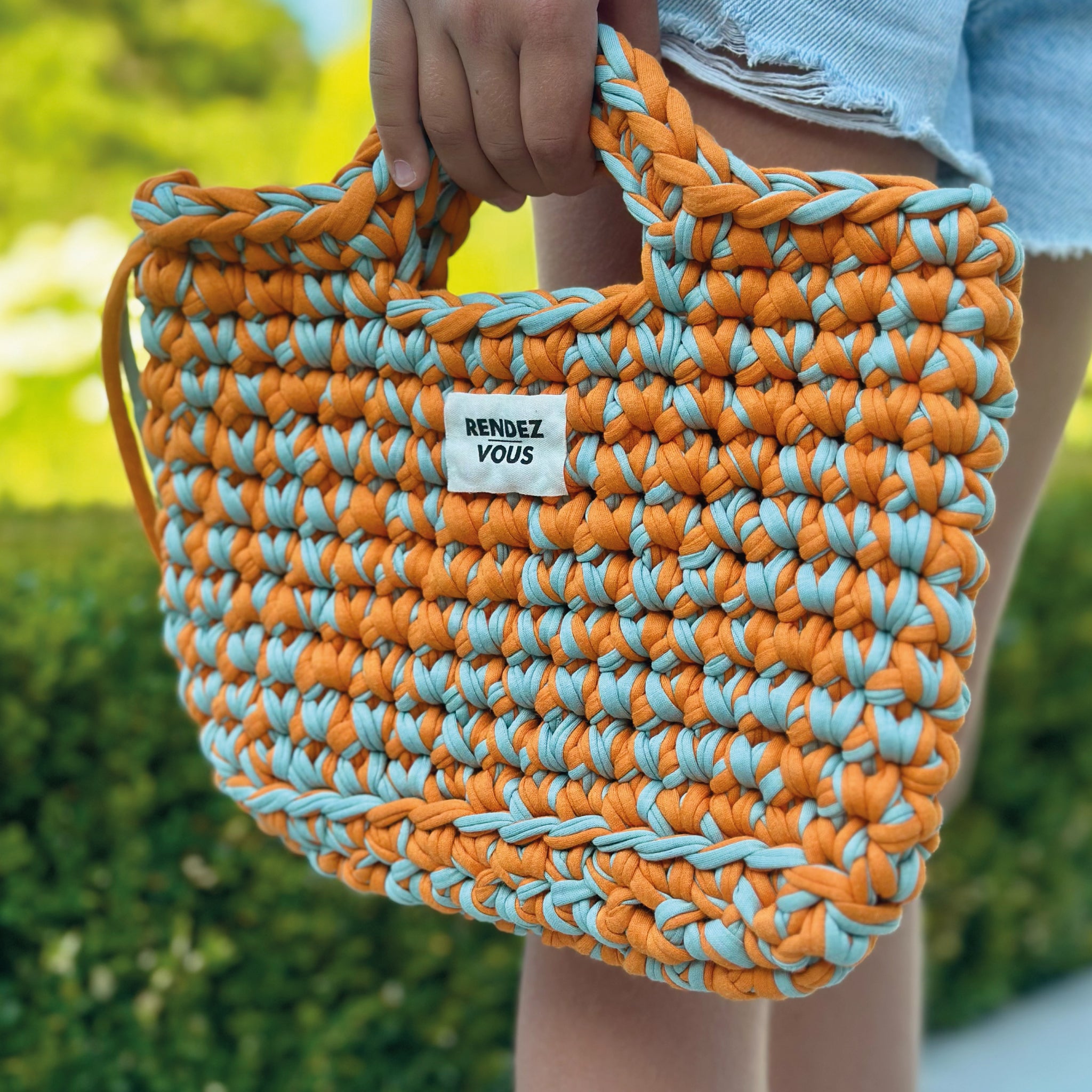 MINI SAC RENDEZ-VOUS | ORANGE-BLEU CLAIR