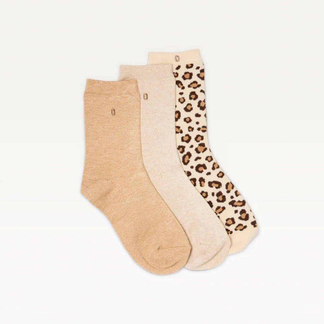 pack de 3 paires de chaussettes léopard beige et champagne