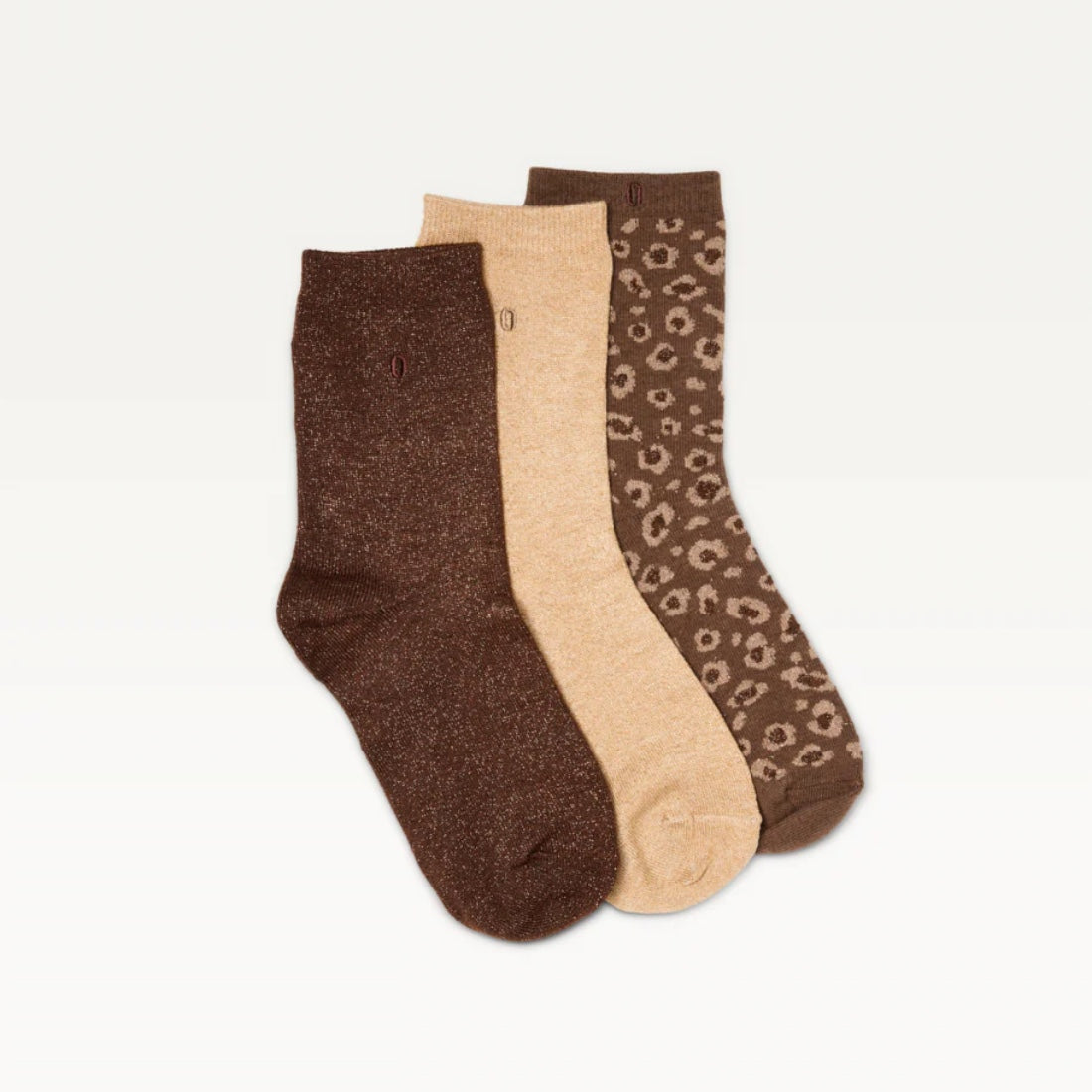 pack de 3 paires de chaussettes léopard marron avec champagne