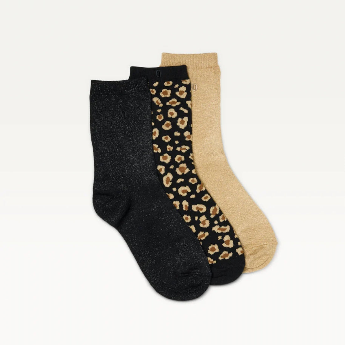 pack de 3 paires de chaussettes noires léopard et champagne