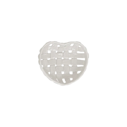 Panier cœur en céramique blanc
