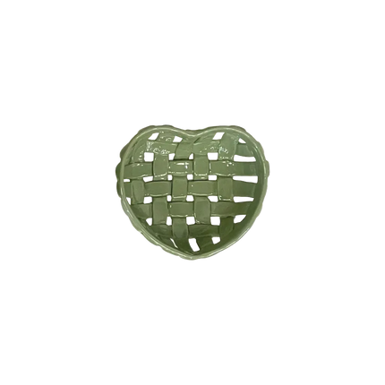 Panier cœur en céramique vert