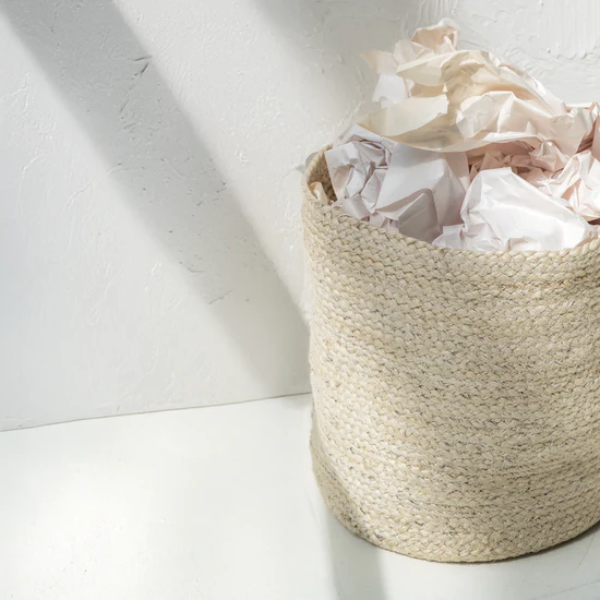 Panier de rangement en toile de jute