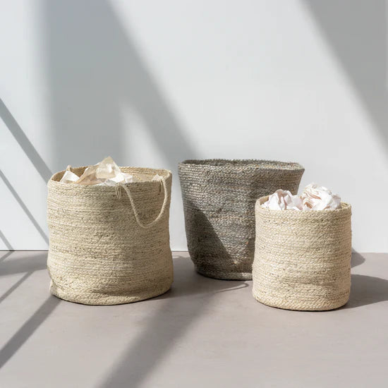 Panier de rangement en toile de jute