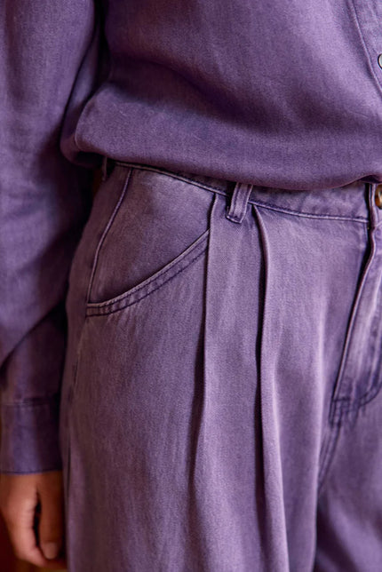 Pantalon large violet