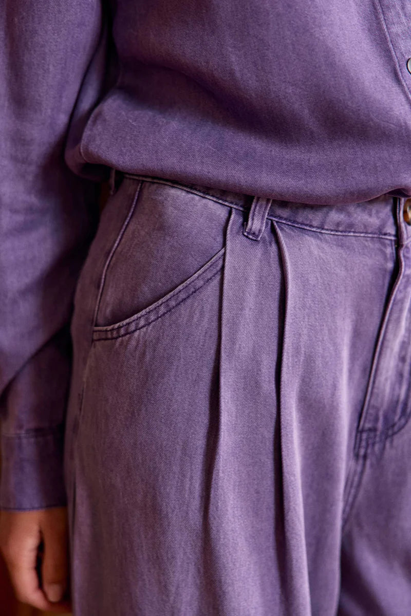 Pantalon large violet