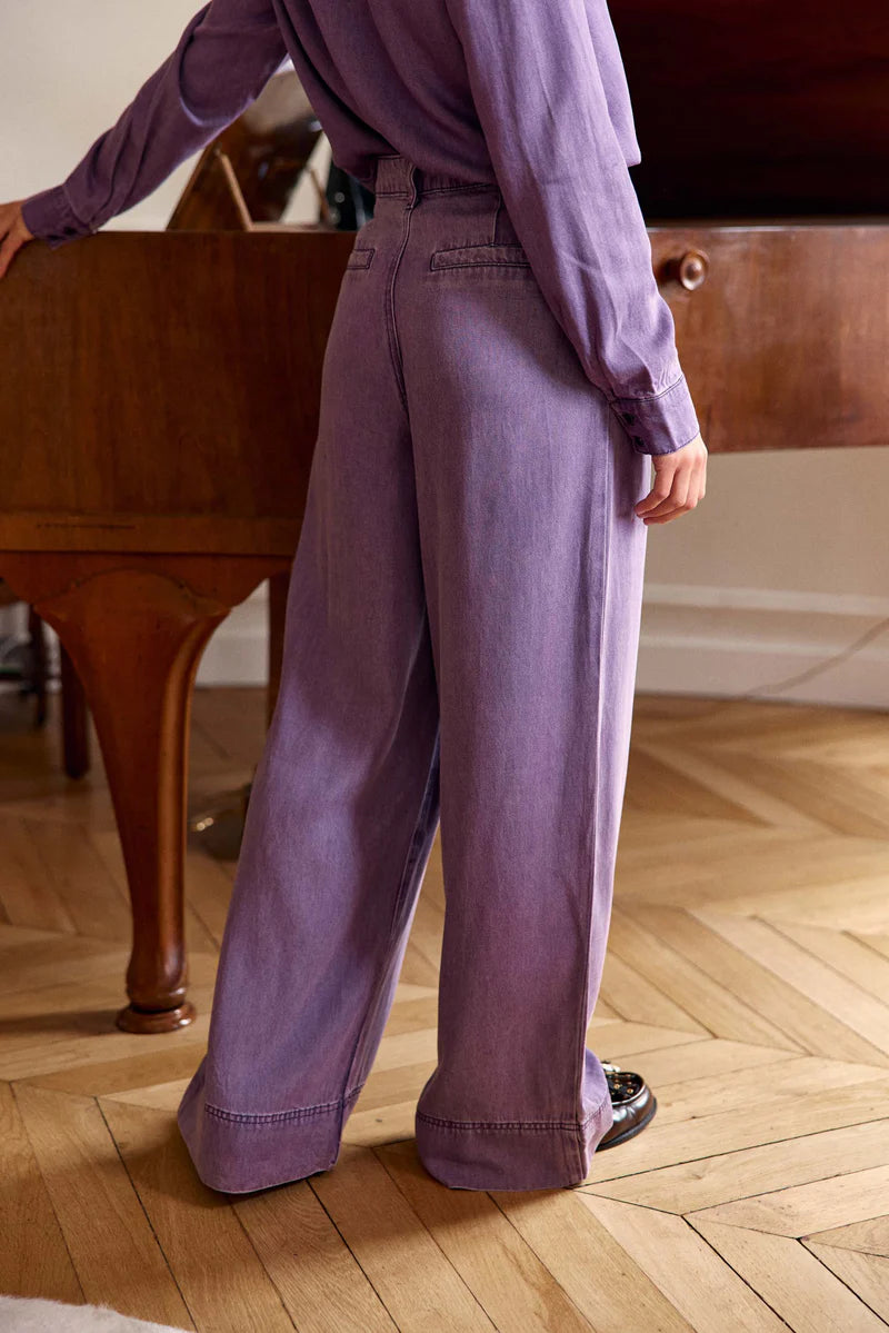 Pantalon large violet