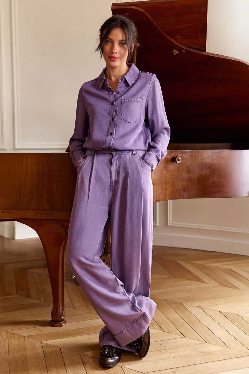 Pantalon large violet