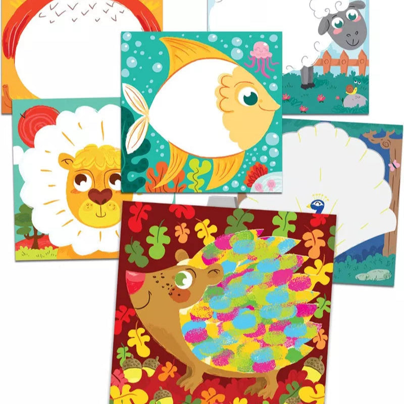peinture aux doigts animaux colores