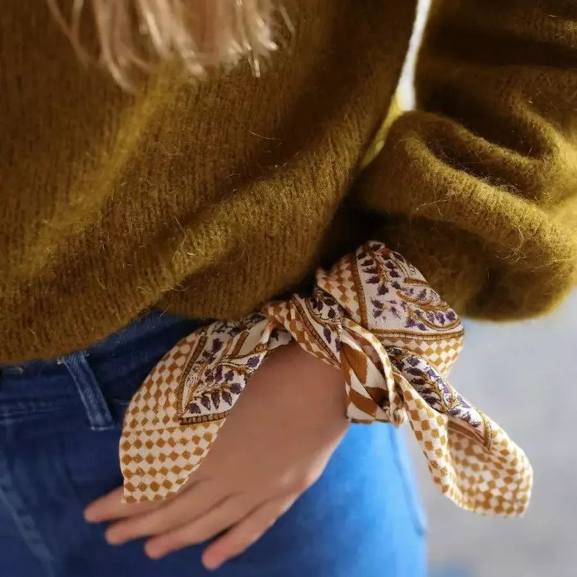 petit foulard damier caramel