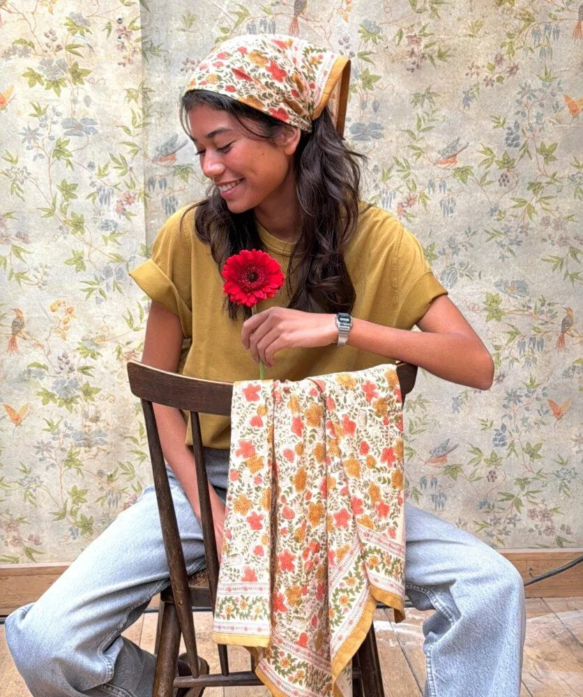 Petit foulard ellis ocre bellemme