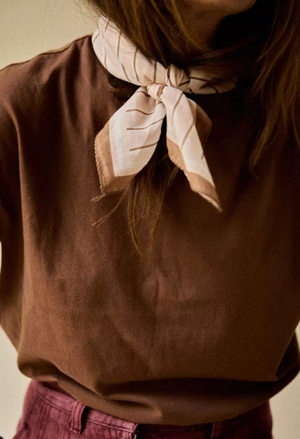 Petit foulard rayures crème Gabrielle