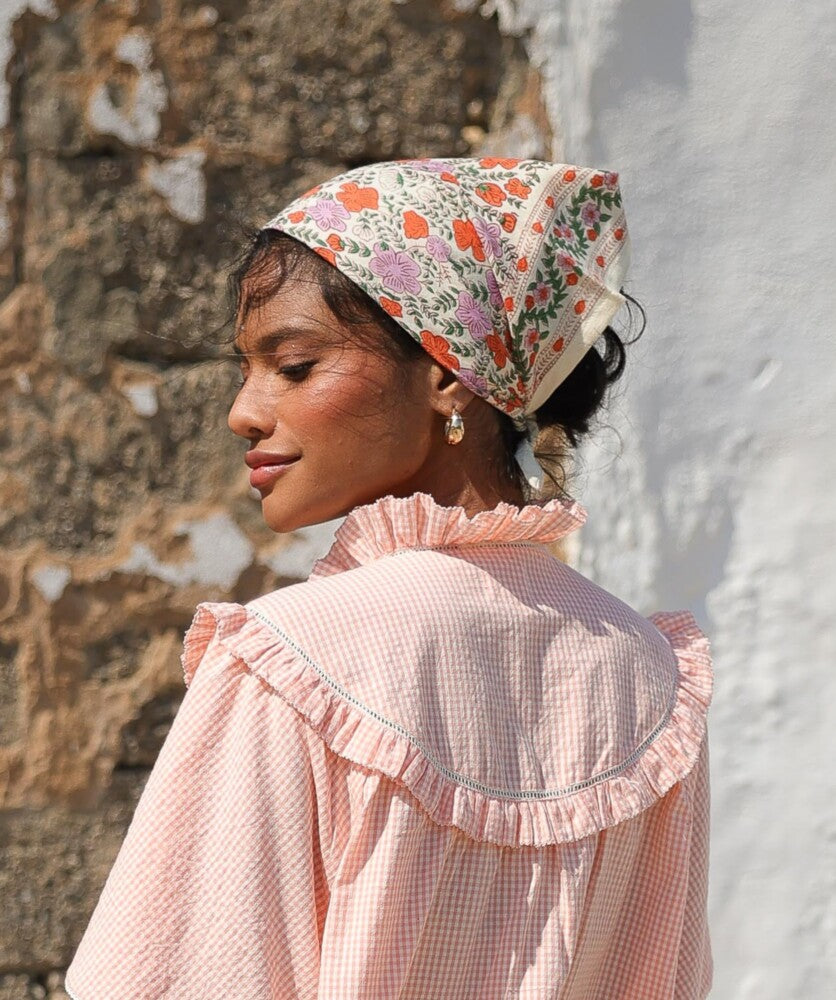 Petit foulard Ellis Clémentine motif fleurs