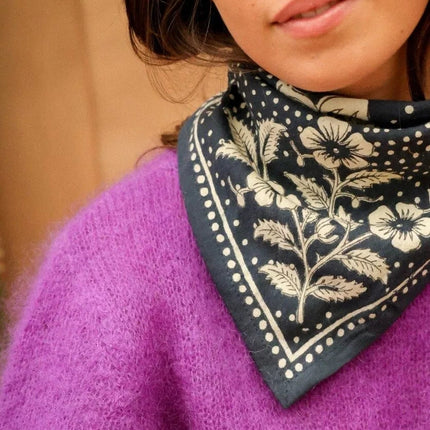 petit foulard hindi bandana encre