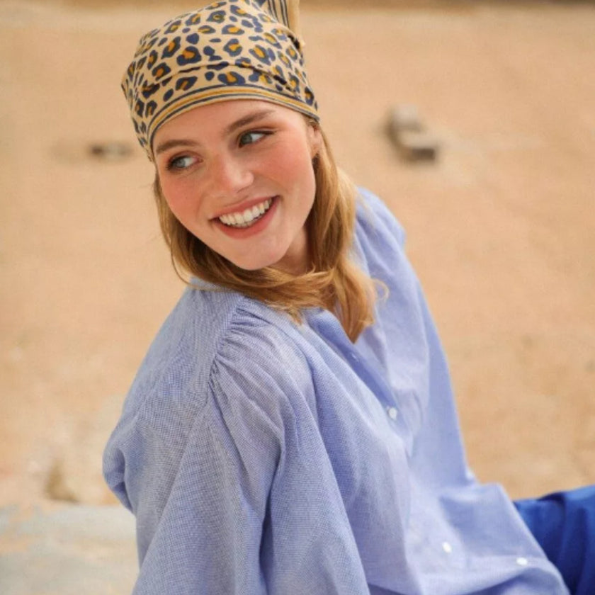 petit foulard leopard camel