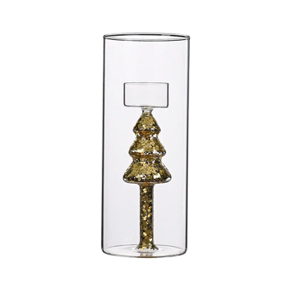 Photophore 3D sapin doré 