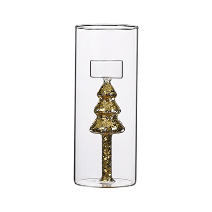 Photophore 3D sapin doré 