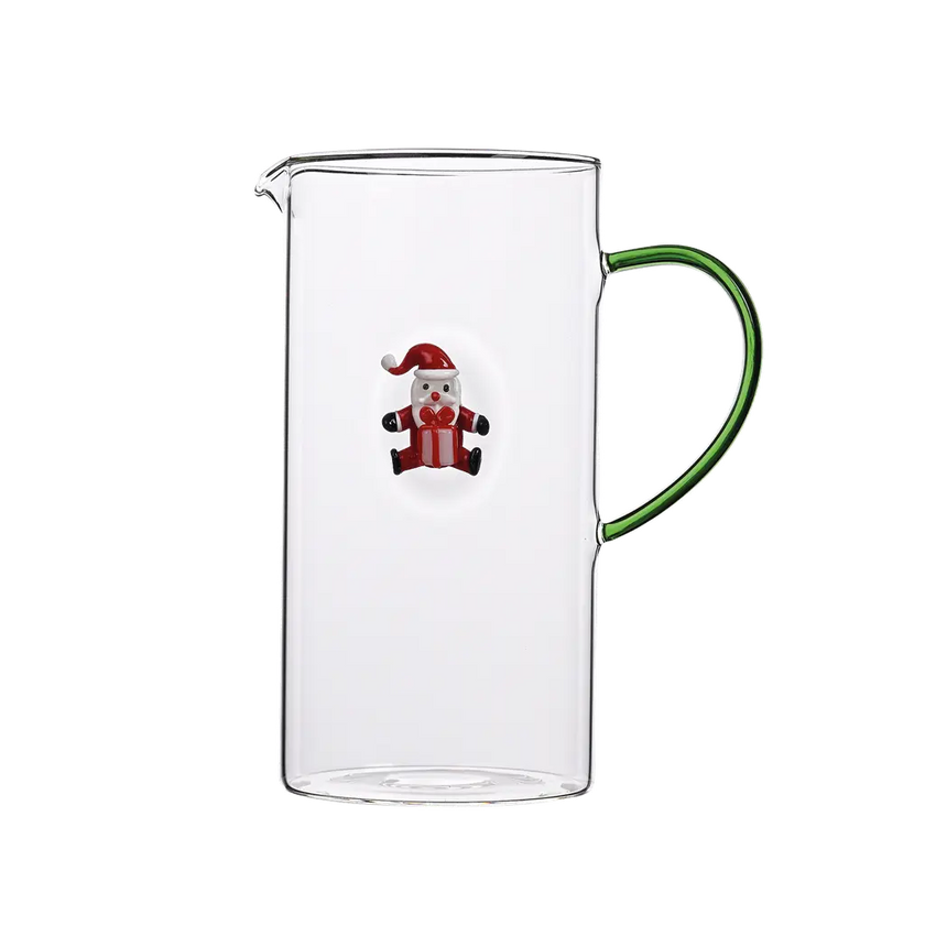 Pichet de Noël transparent avec figurine 3D