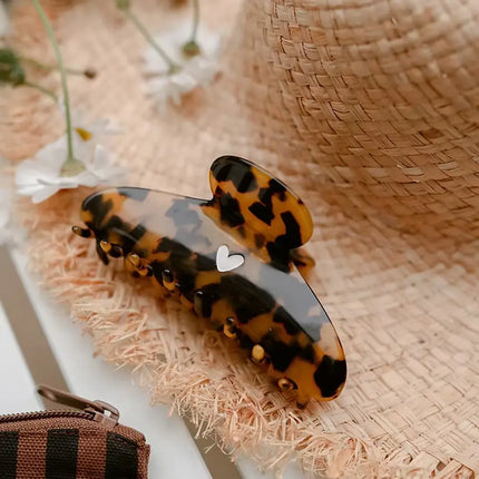 pince à cheveux leopard coeur