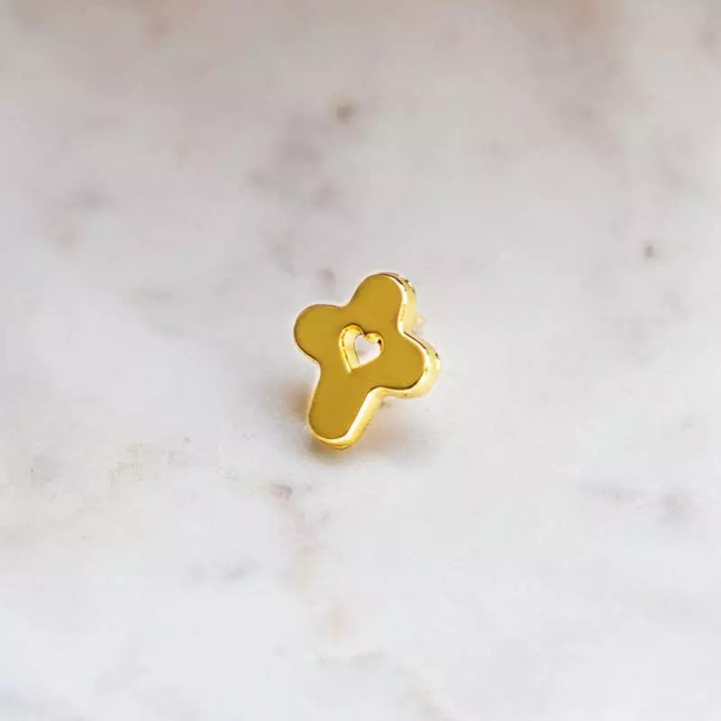 Pin's croix coeur doré 