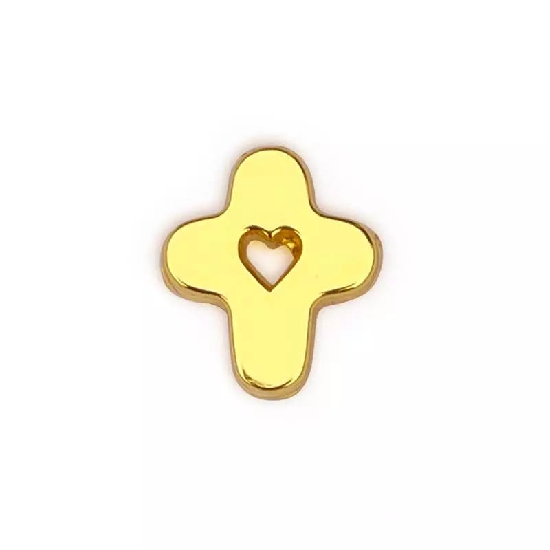Pin's croix coeur doré 