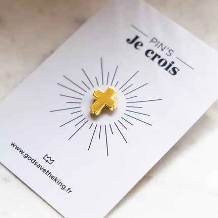 Pin's croix doré 