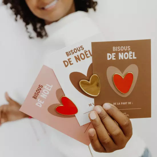 Pins doré carte bisous de Noël