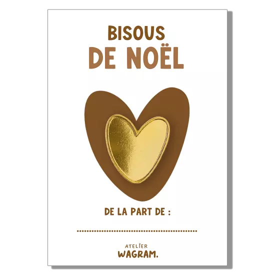 Pins doré carte bisous de Noël
