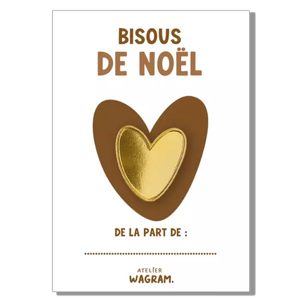 Pins doré carte bisous de Noël