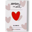 Pin's cœur rouge avec carte Joyeux Noël