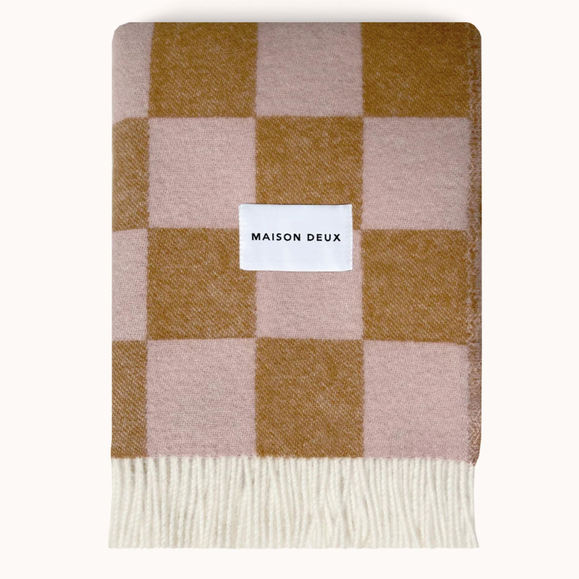 Plaid Damier Terra Rose - MAISON DEUX
