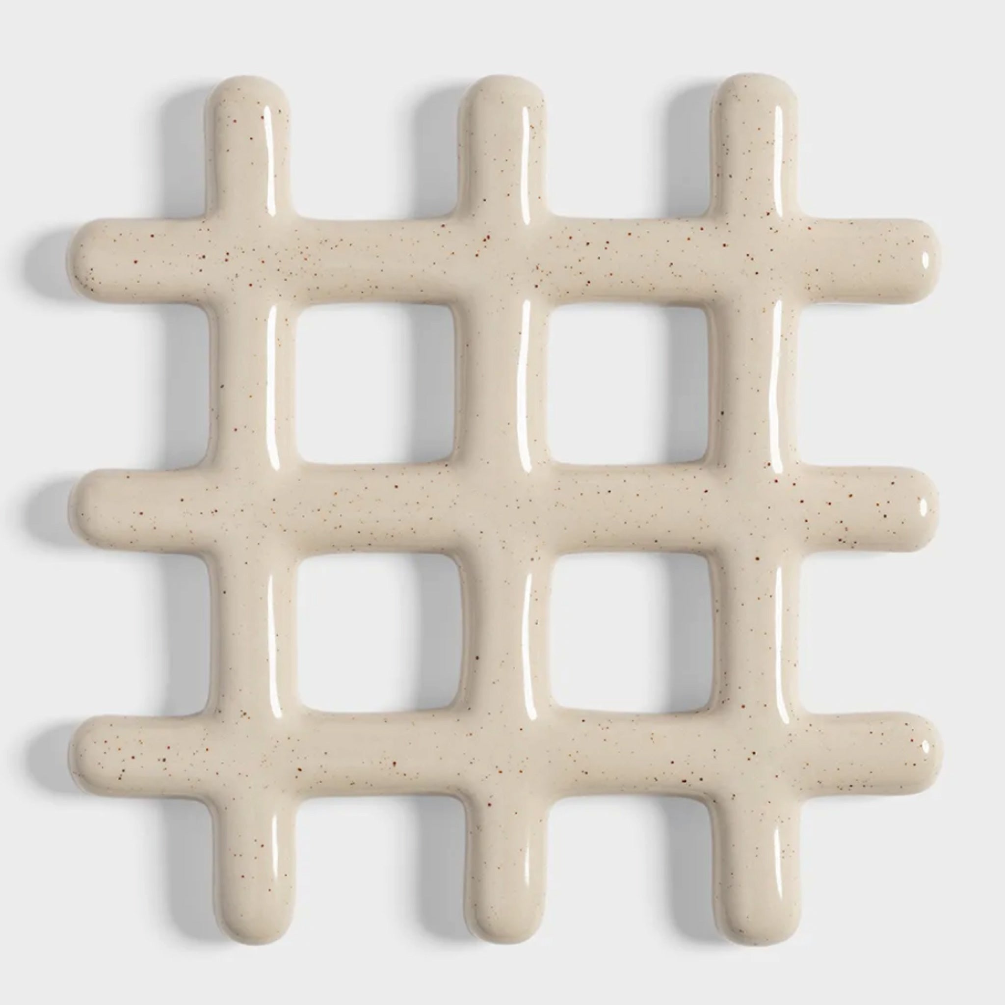 Dessous-de-plat Grid beige moucheté en grès – &Klevering