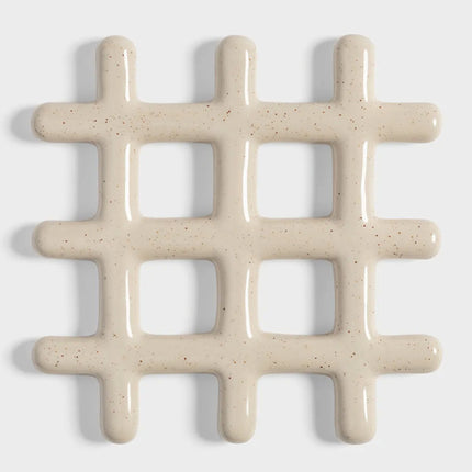 Dessous-de-plat Grid beige moucheté en grès – &Klevering
