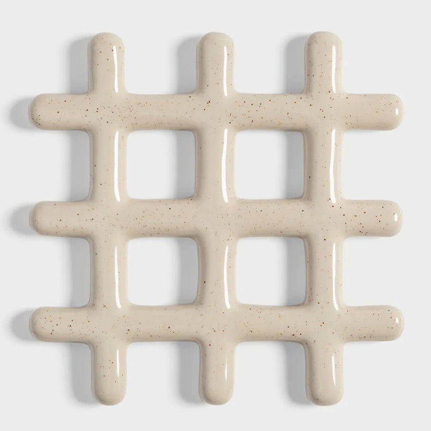 Dessous-de-plat Grid beige moucheté en grès – &Klevering