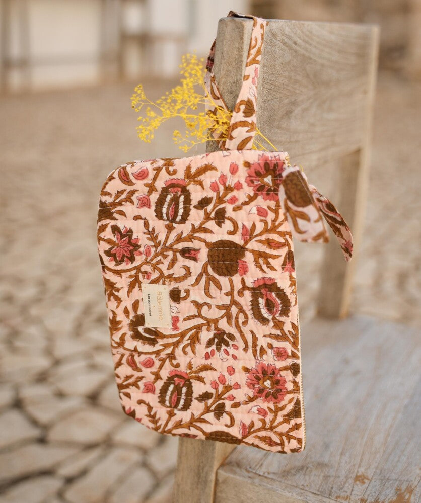 Pochette medium bellemme mina rose poudré