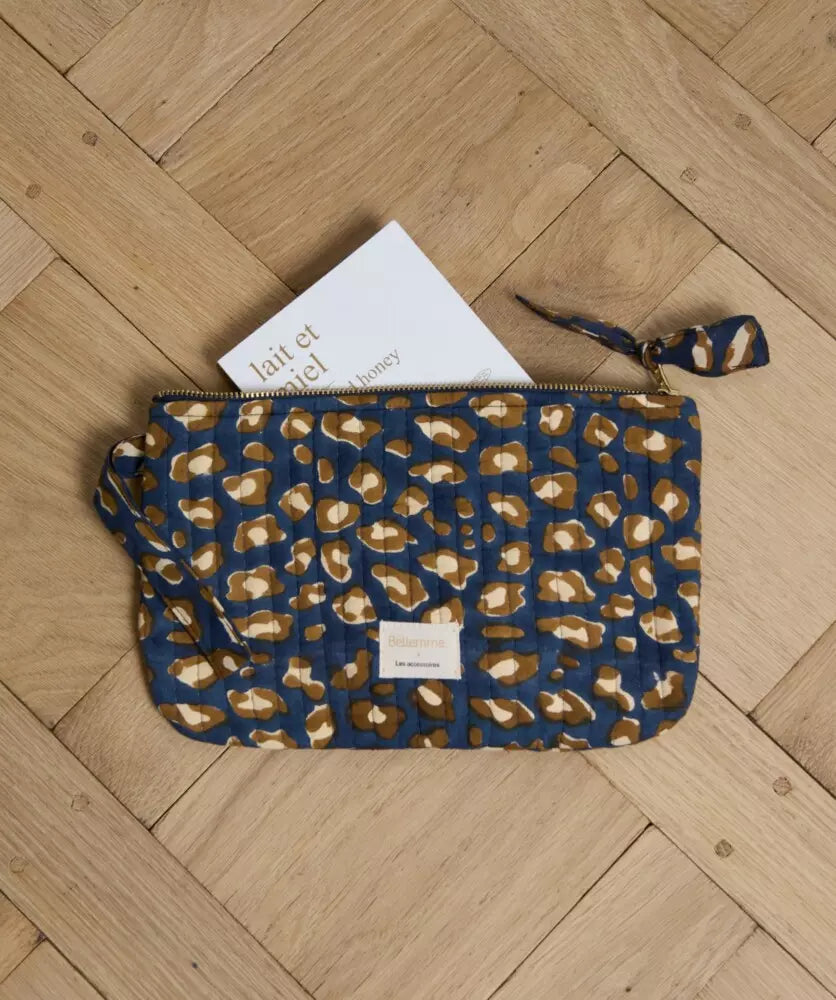 Pochette Navy léopard bleu