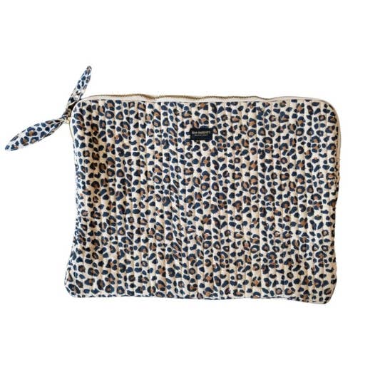 pochette ordinateur leopard beige