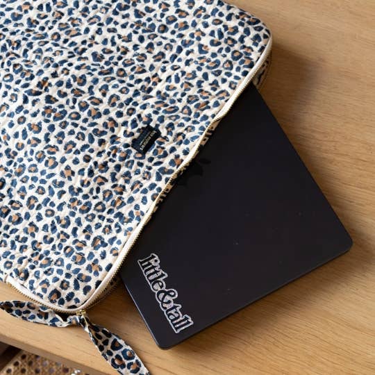 pochette ordinateur leopard beige