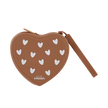 Pochette en silicone caramel cœurs blancs