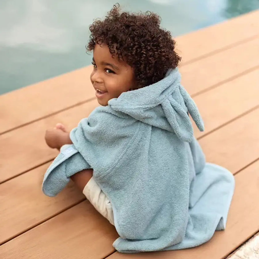 poncho de bain bleu