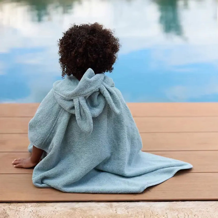 poncho de bain bleu